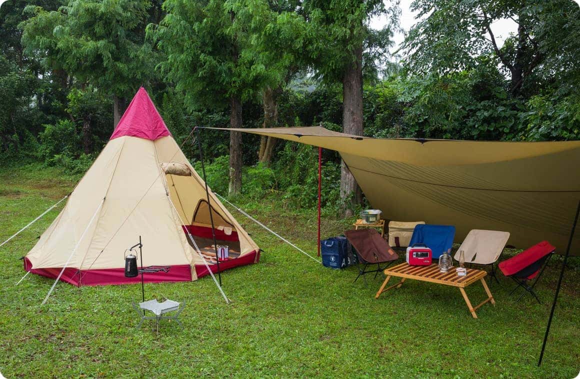 キャンプ道具設営後