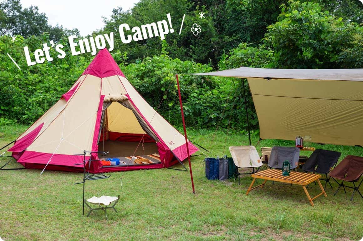 積んだキャンプ道具でこんなキャンプサイトが完成しました！