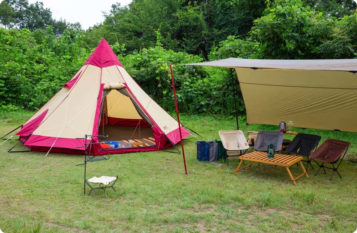 キャンプ道具設営後