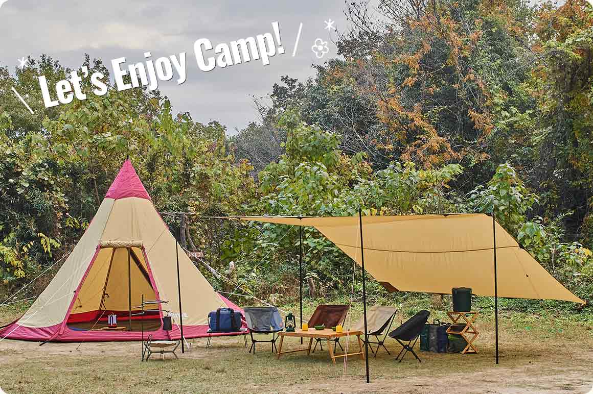 積んだキャンプ道具でこんなキャンプサイトが完成しました！