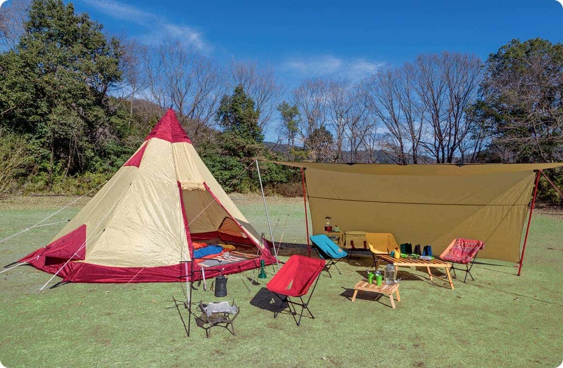 キャンプ道具設営後