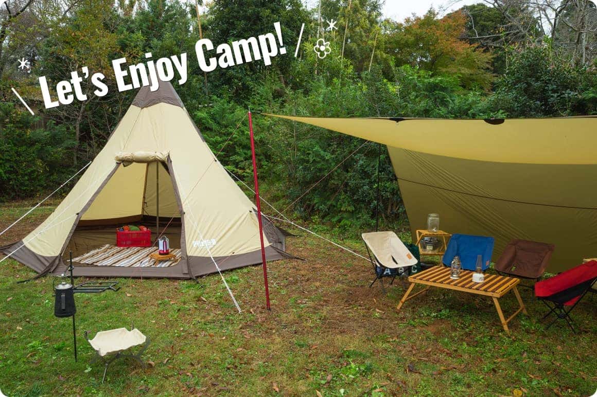 積んだキャンプ道具でこんなキャンプサイトが完成しました！