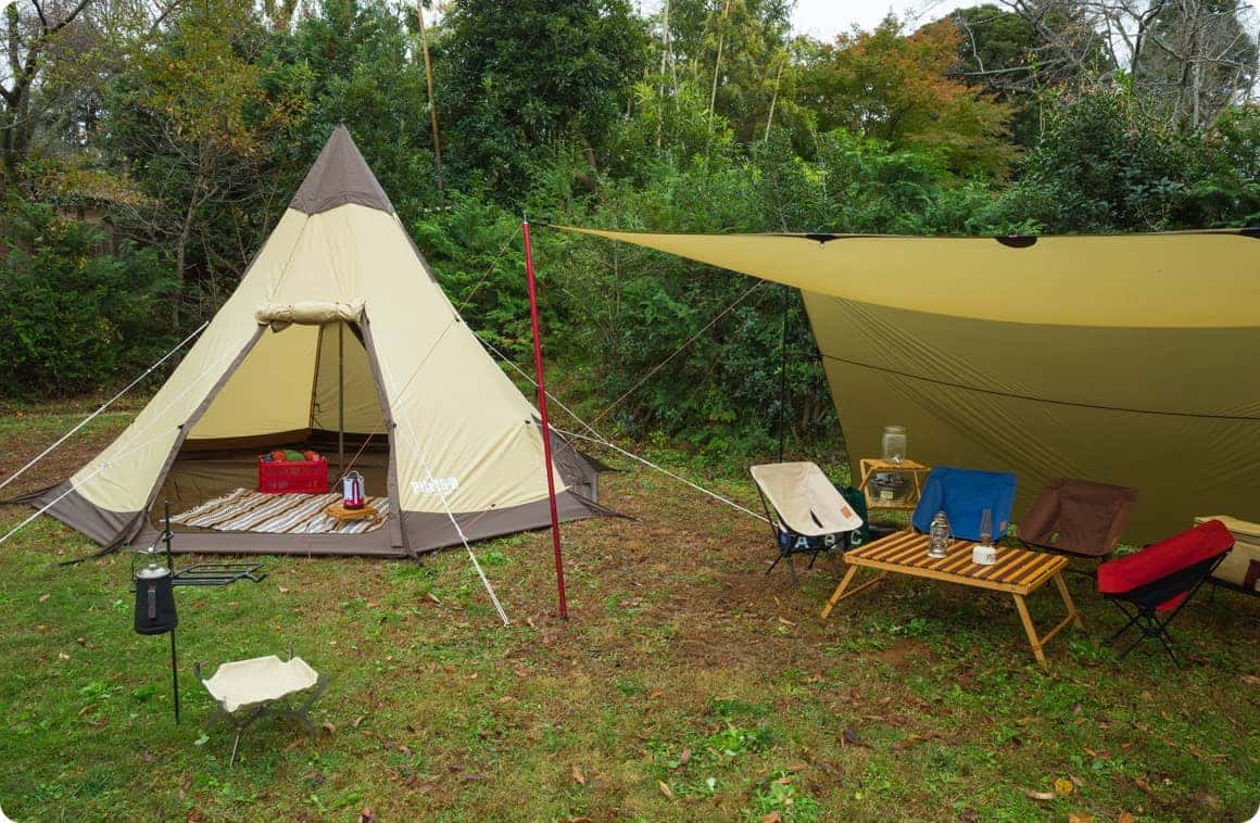 キャンプ道具設営後