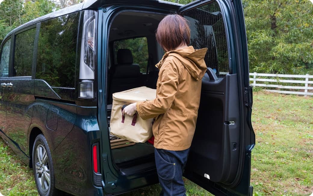 クーラーボックスは左サイドに積もう！