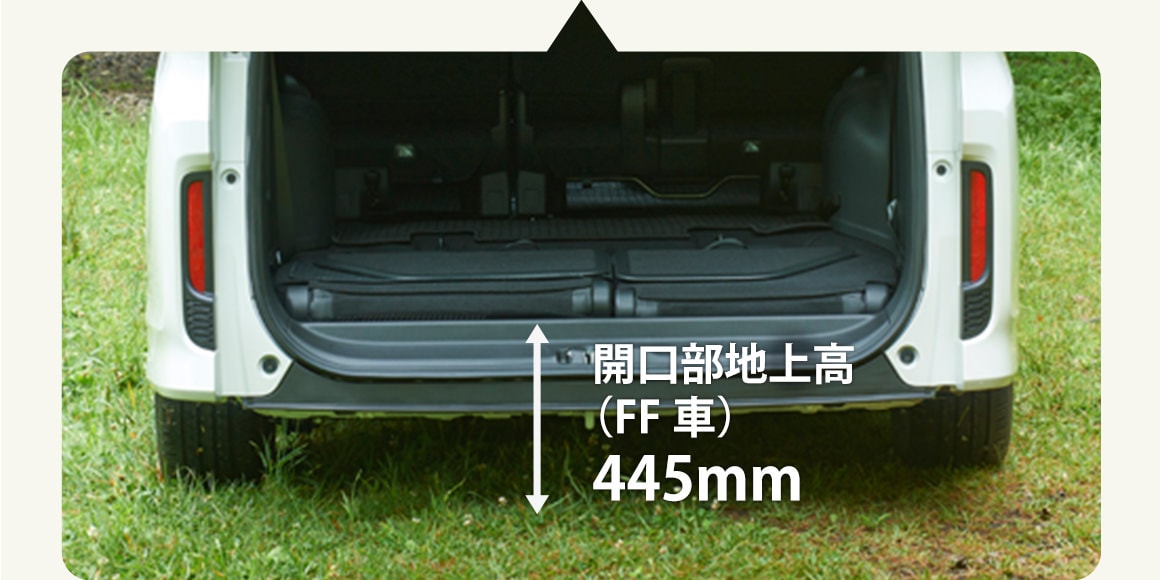 床が低いので、テントなど重い 道具もラクに積める！