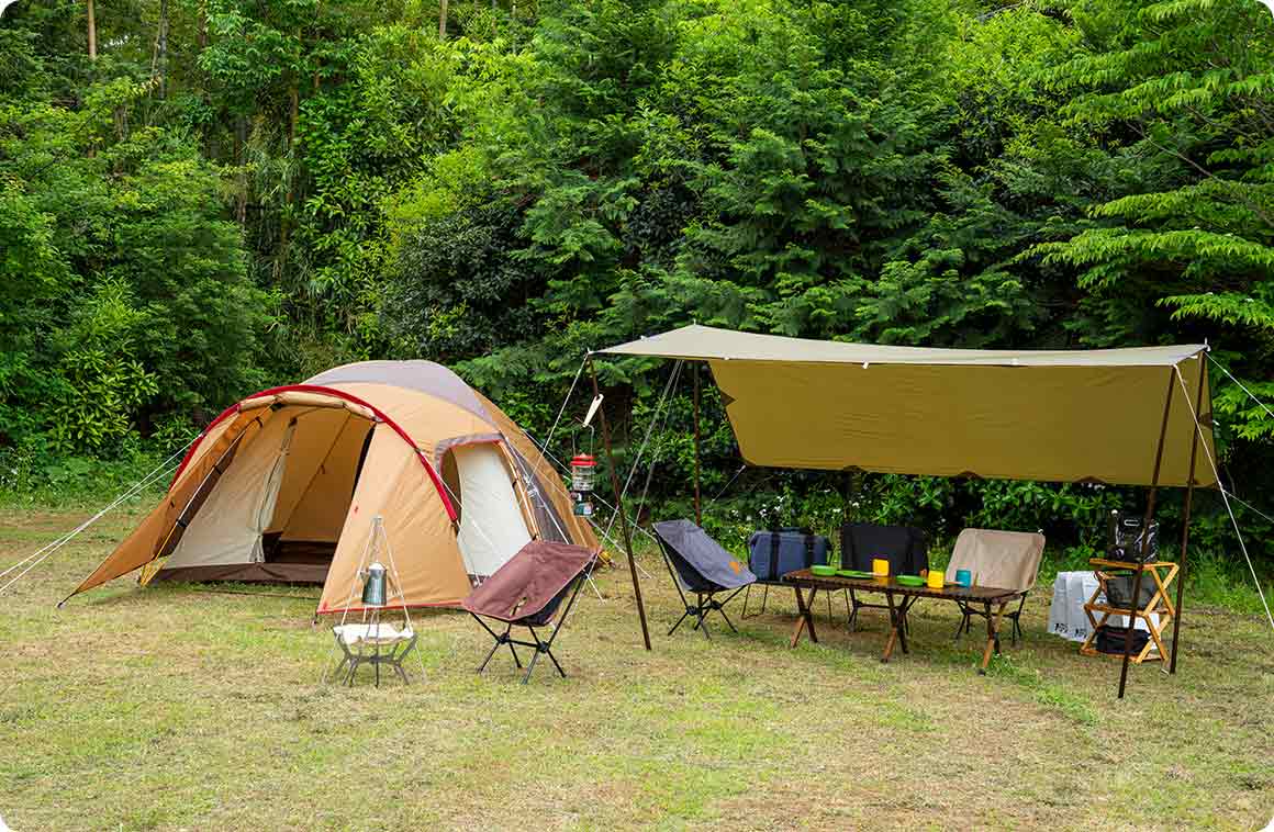 キャンプ道具設営後