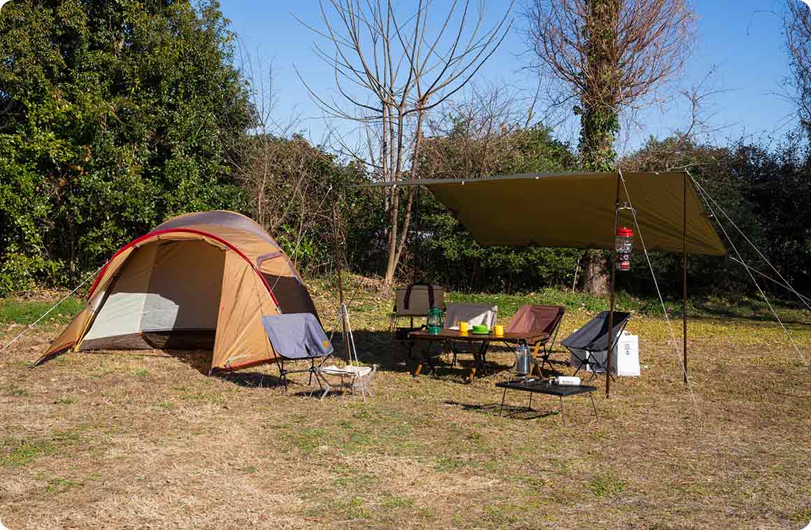 キャンプ道具設営後