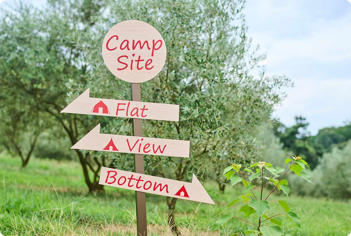 キャンプサイトは「フラットサイト」、「ビューサイト」、「ボトムサイト」と、3つのエリアに分かれています。