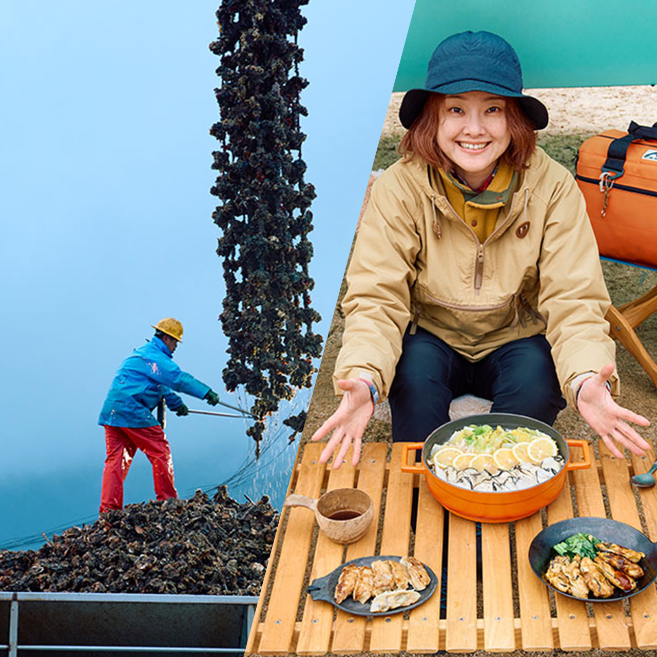 地産地消キャンプ飯旅「広島編」牡蠣の水揚げ見学×牡蠣レモン鍋