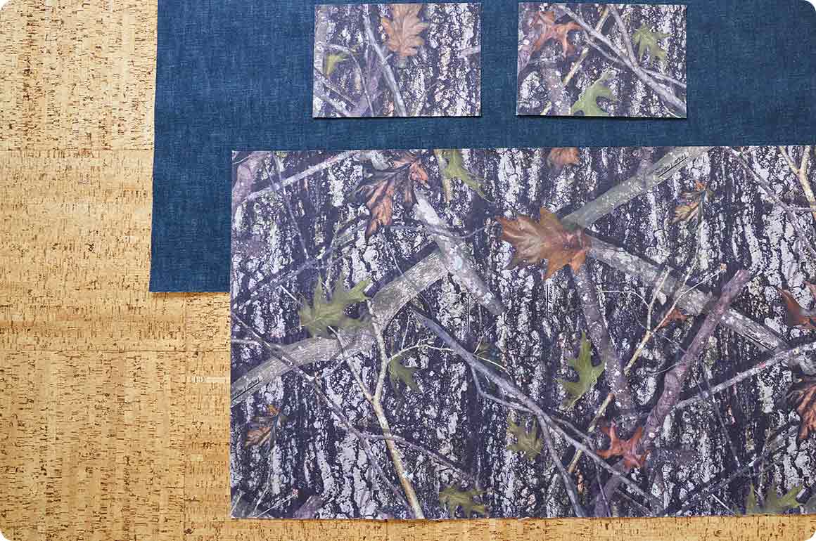 裏側の左右に表用の生地を使ってポケットを作り、デザインにアクセントを加えます