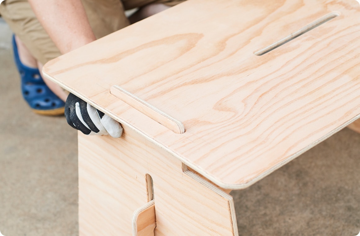 差し込みがうまくいくかどうか、A、B、Cを仮組みする