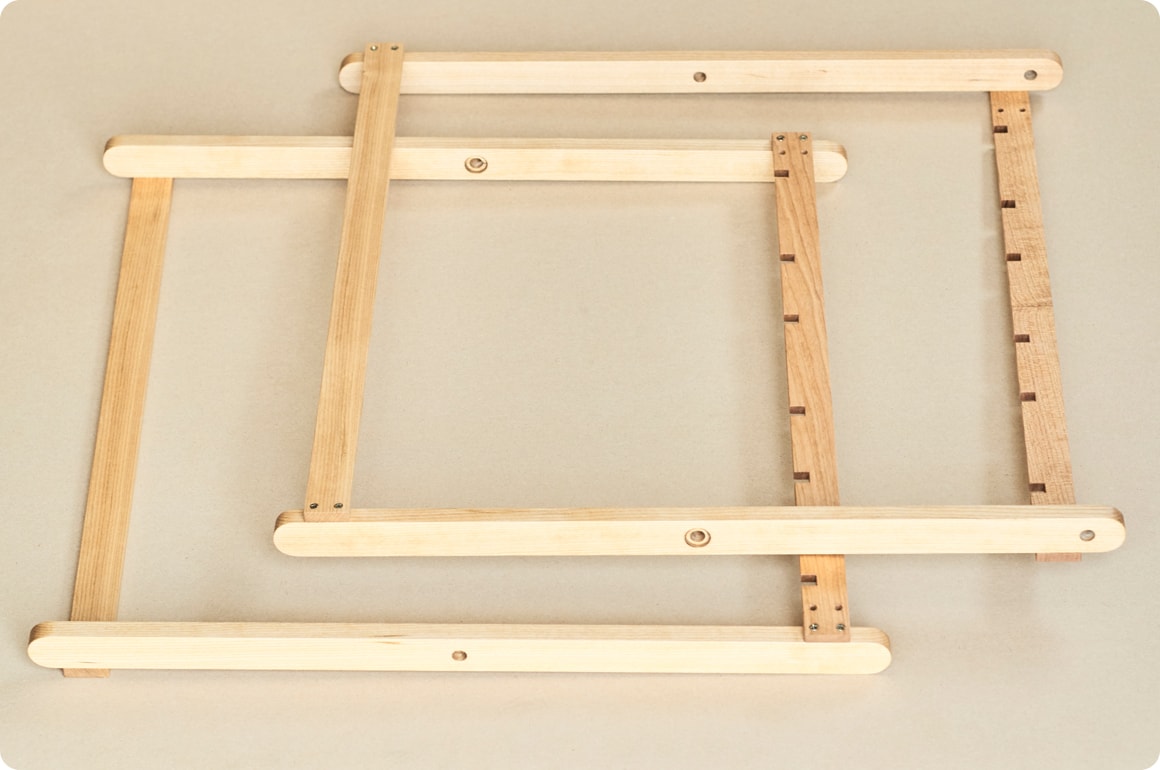 外側と内側の2サイズを作り、口の字にピッタリと重なるようにします