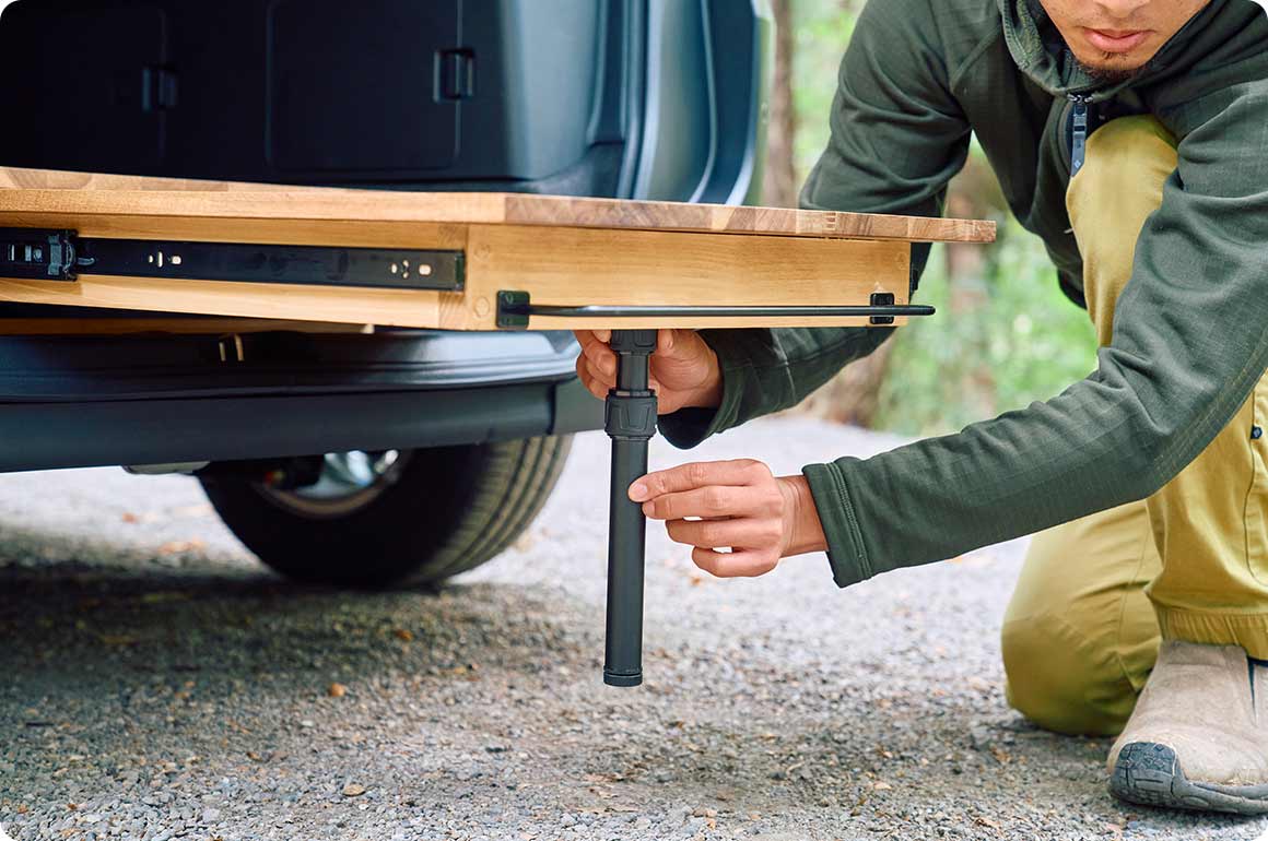 より安定感を出すために一脚を取り付け