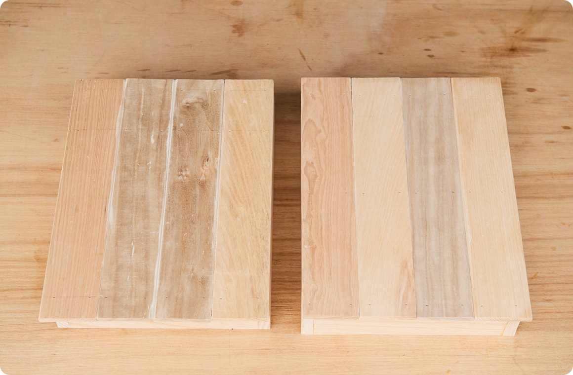 ボンドで接着し、乾燥してから隠し釘で固定する