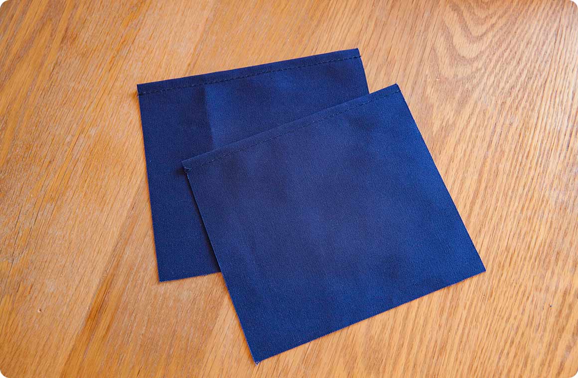 もう1枚も同様の作業をし、16×18cmのポケットができあがり