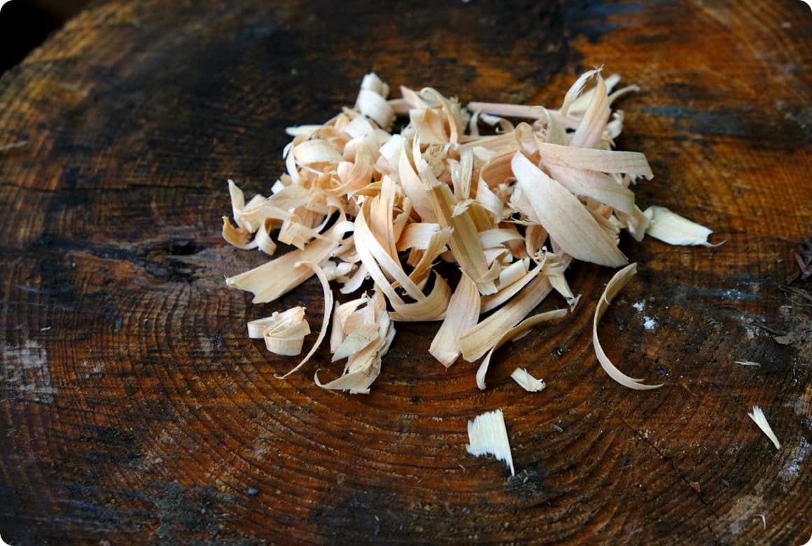 力が入りすぎて削り落としてしまった木くず