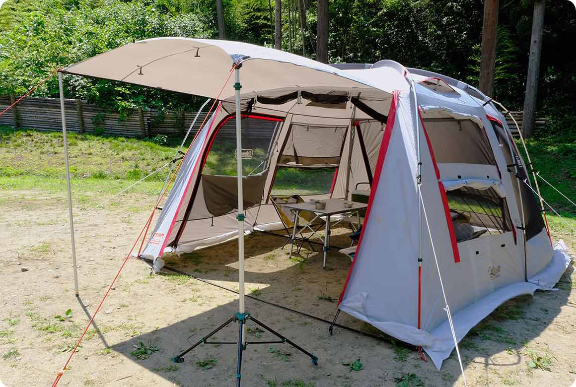 ランタンポールや三脚で代用する