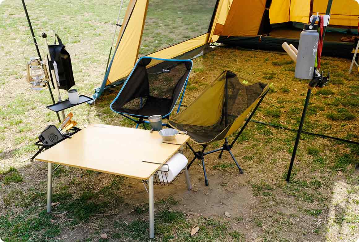 上部空間も利用するとキャンプサイトの有効面積を稼げます