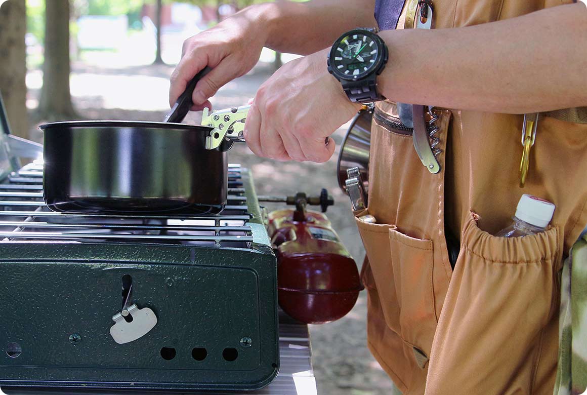 シングルバーナーを引っかけるような事故