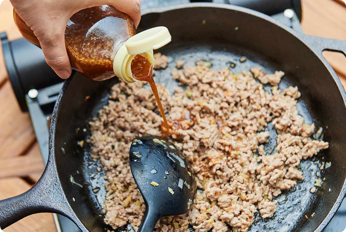 焼肉のタレで味付け