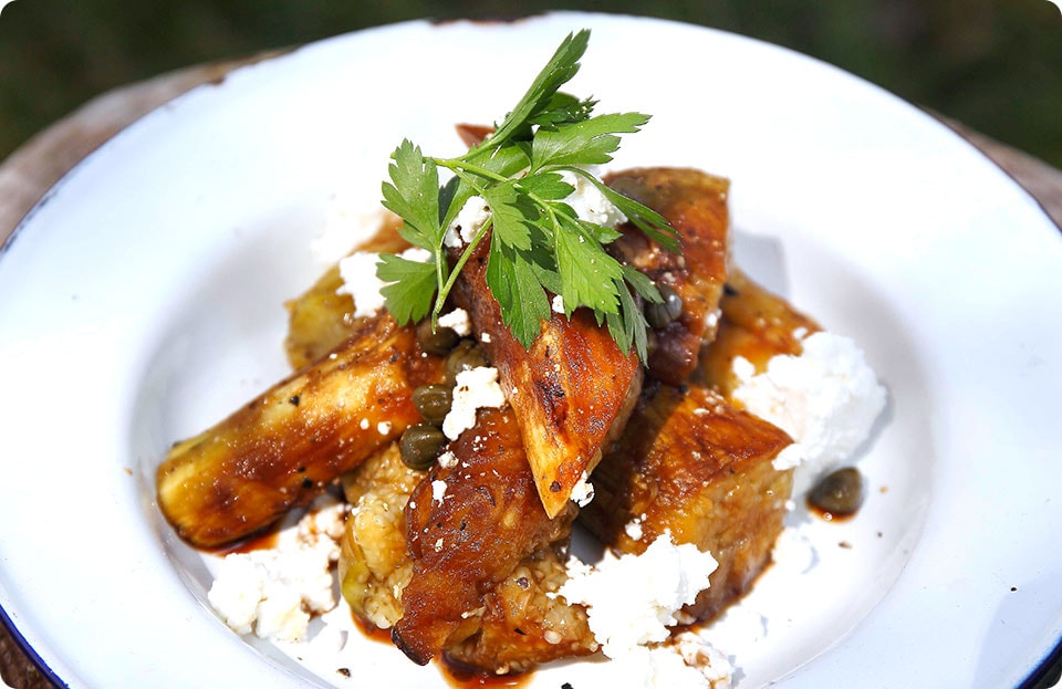 焼き茄子のケッパーサラダ