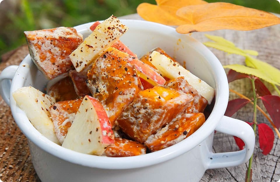 揚げかぼちゃと林檎のサラダ