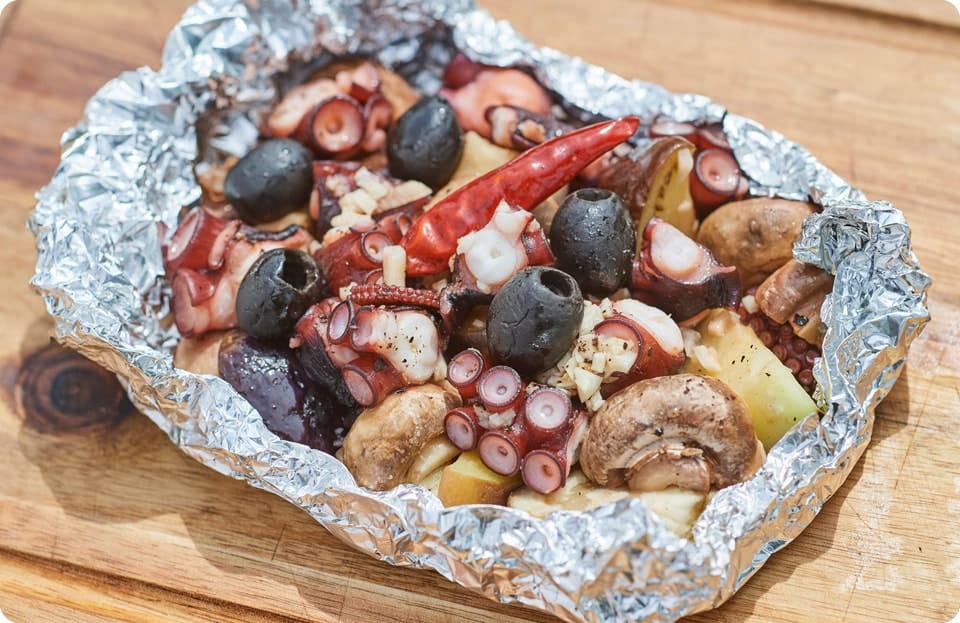 タコのぎゅうぎゅうホイル焼き