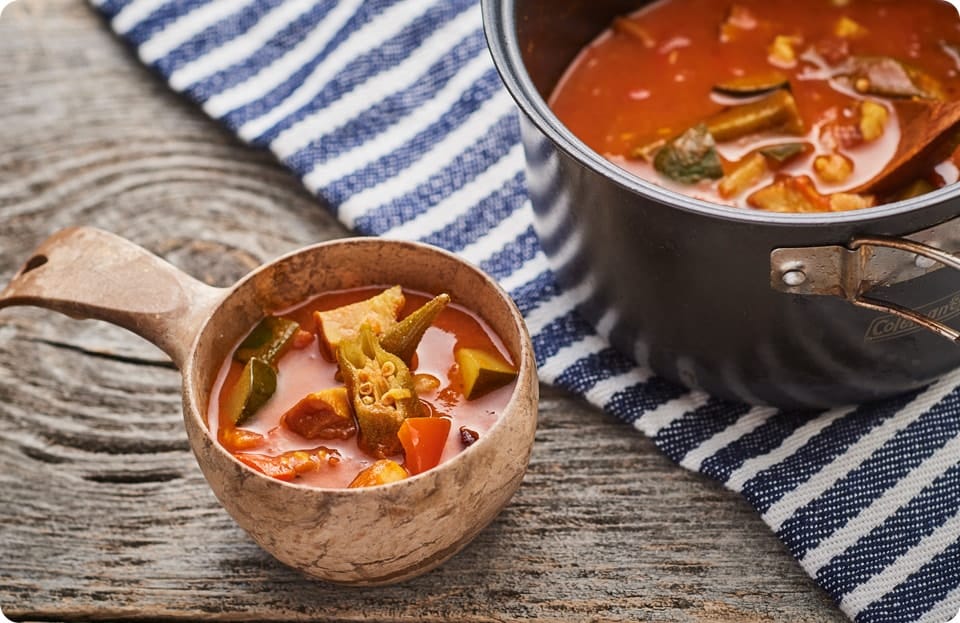 スパイシー夏野菜と豆のカレースープ