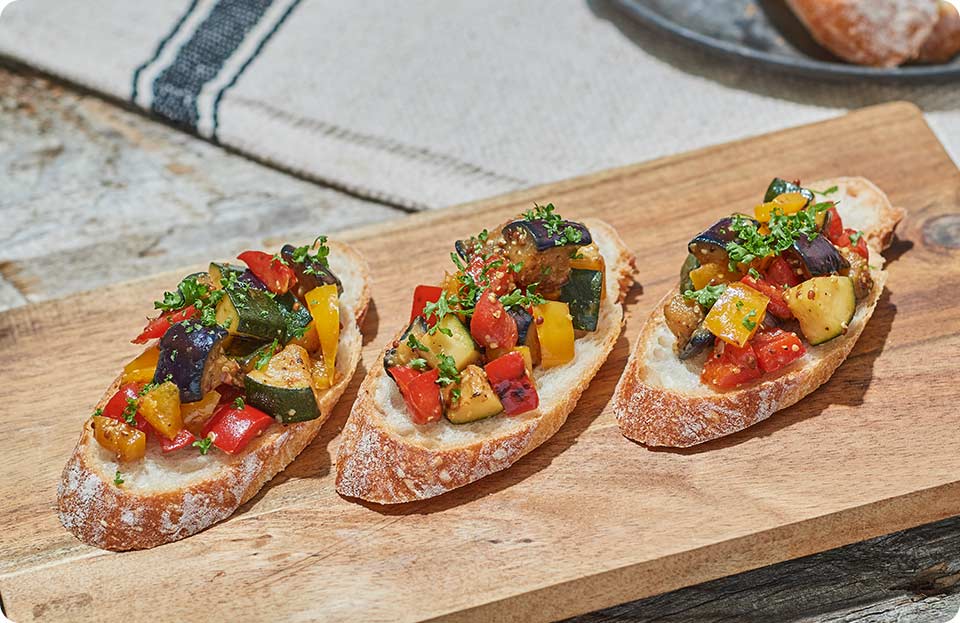 夏野菜のハニーマスタードブルスケッタ