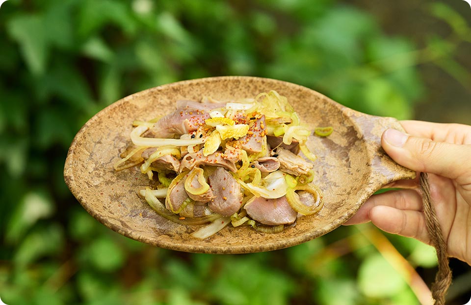 砂肝とネギのポン酢あえ