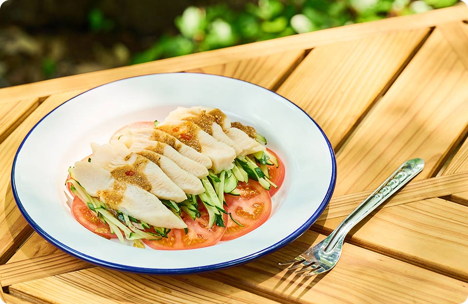 サラダチキンでバンバンジー