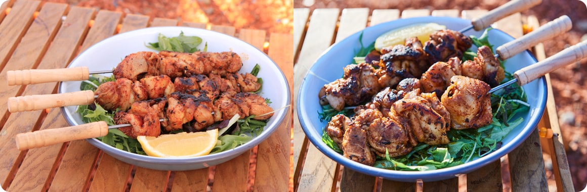 順光で撮った写真と半逆光で撮った写真を比較した画像