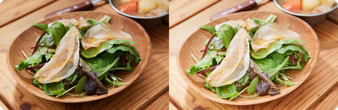 タオルを使わなかった写真とタオルを使った写真を比較した画像