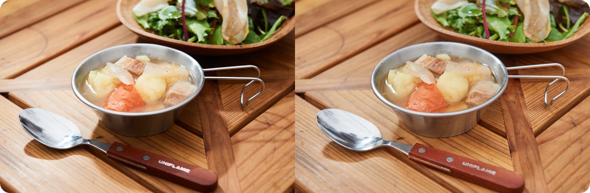 ゴミ袋を使わなかった写真とゴミ袋を使った写真を比較した画像