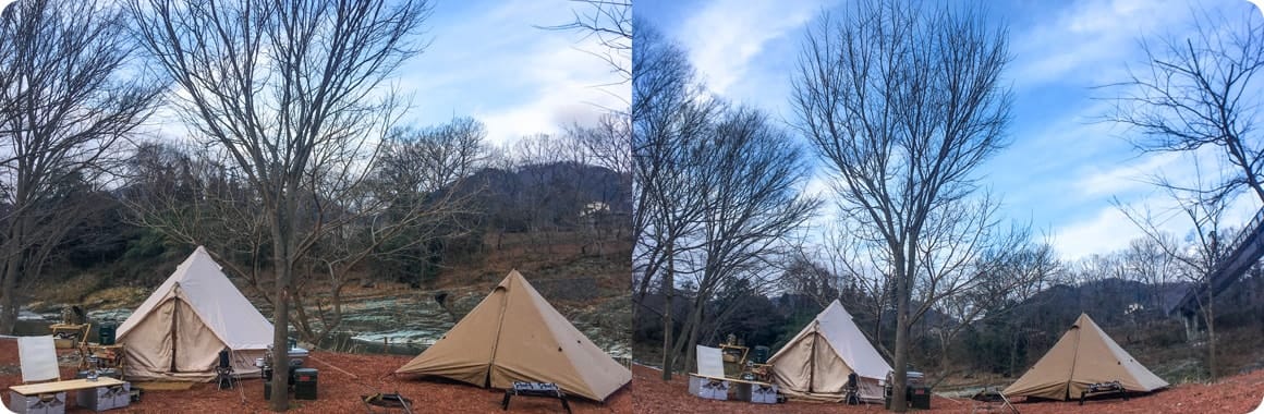 広角レンズなしで撮った写真と広角レンズありで撮った写真の比較