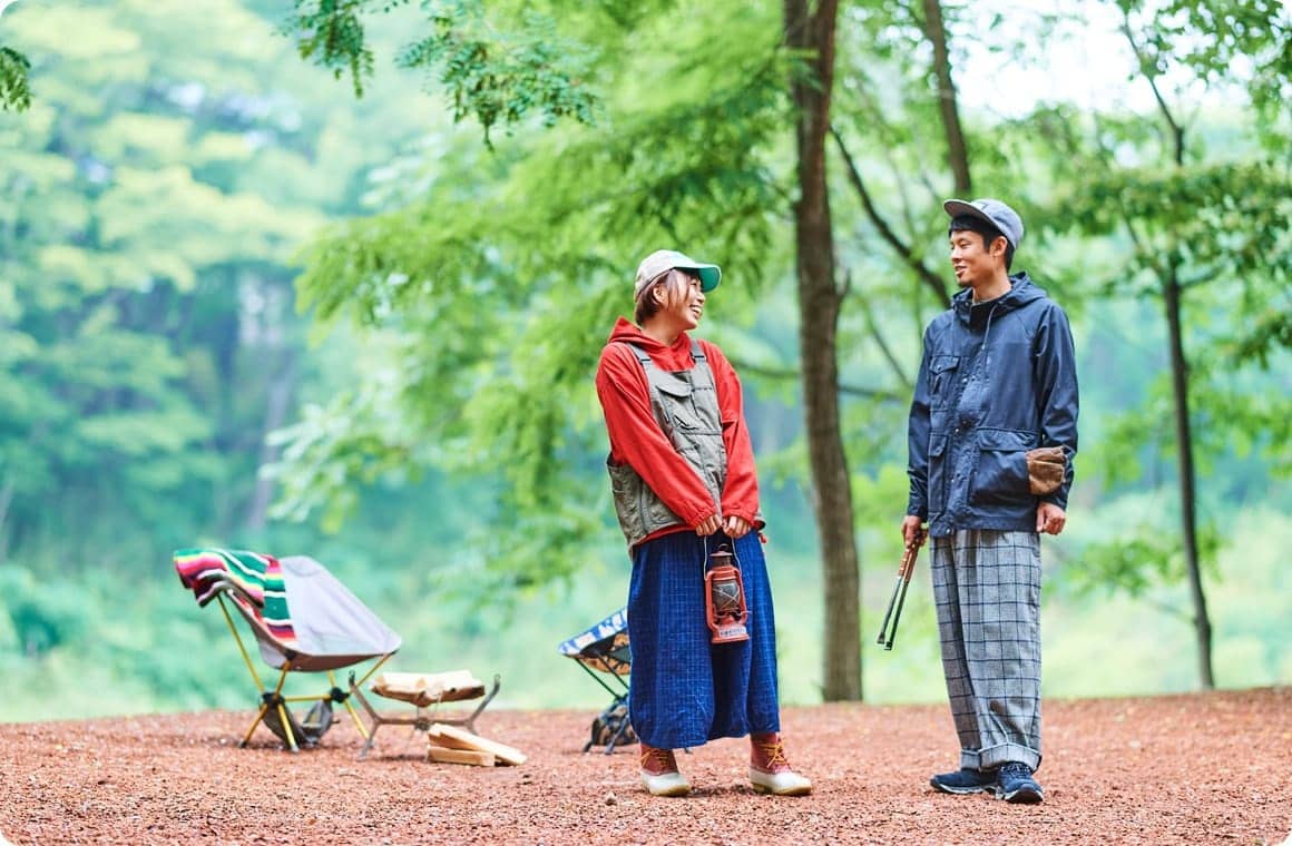 コーディネートした男性と女性の画像