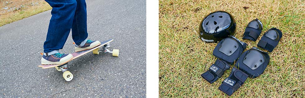 今回使用したスケートボードと靴