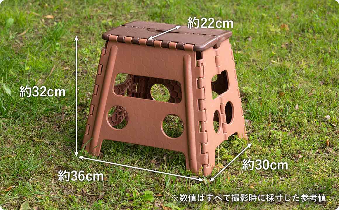 今回使用した踏み台とクッションのサイズ