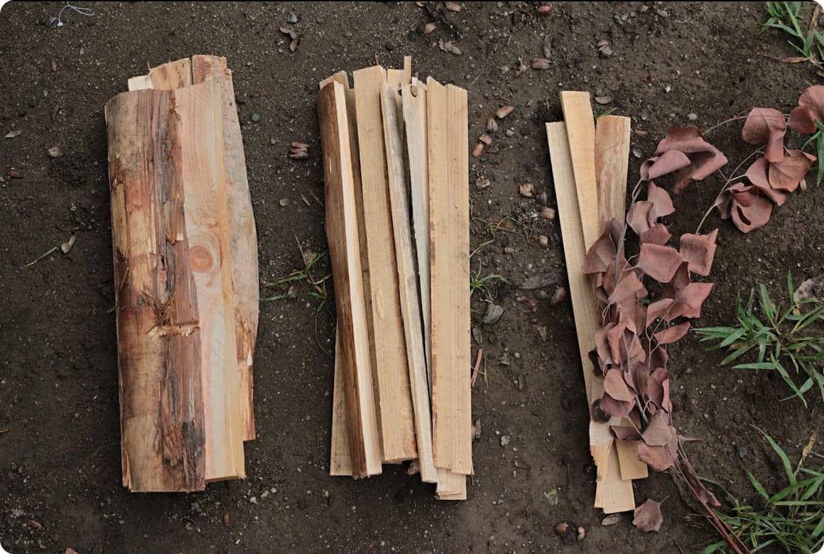 太さの異なる薪