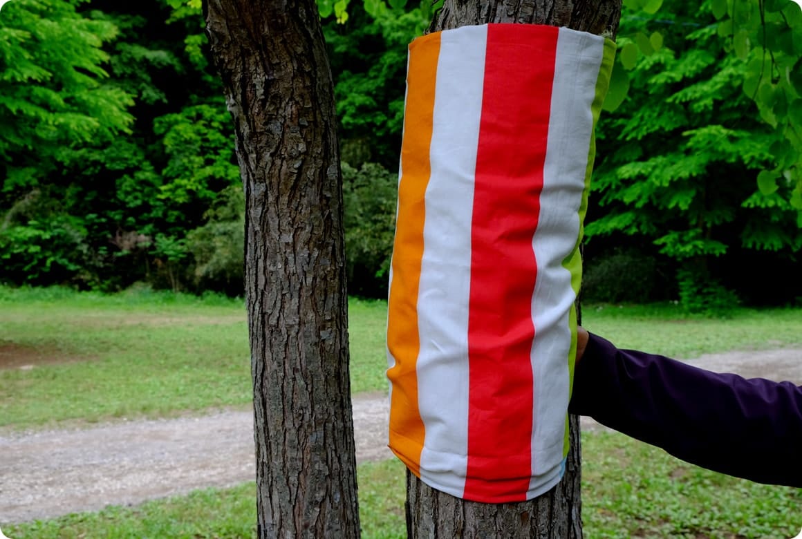 1.樹皮を傷つけないように保護