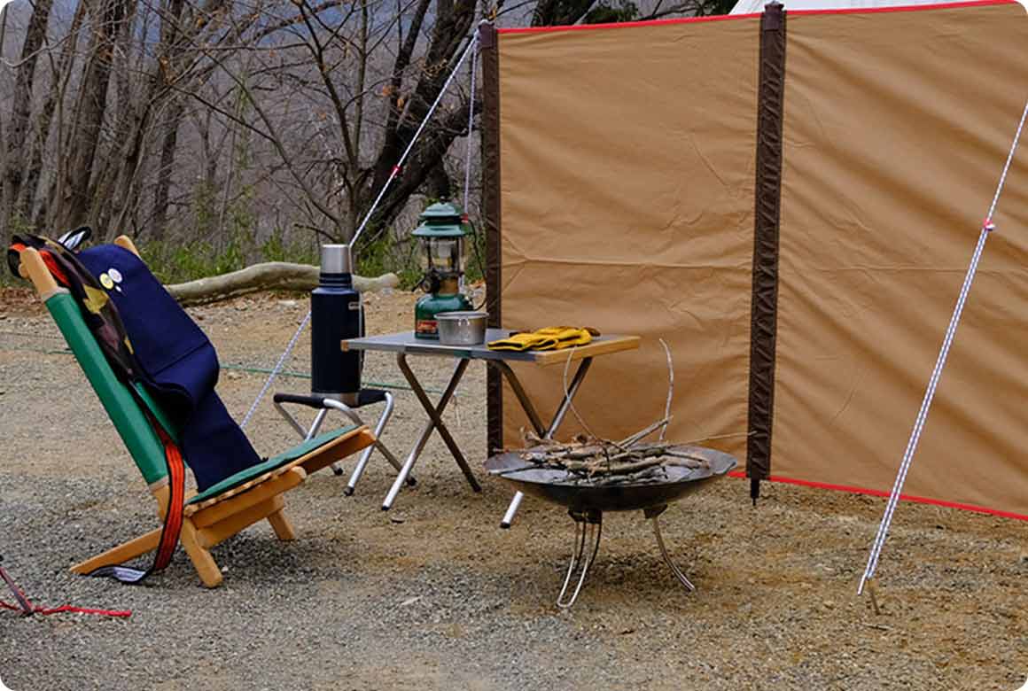 たき火の火の粉よけ、リフレクターに