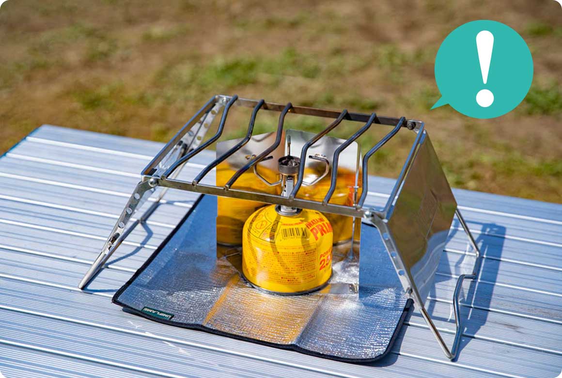 風防があるとダイレクトに風を受けにくいので効率よく調理できます