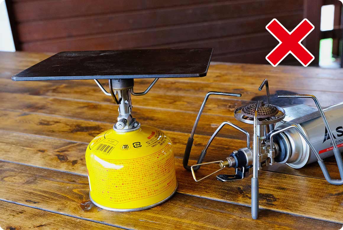 ガス缶直結のシングルバーナー