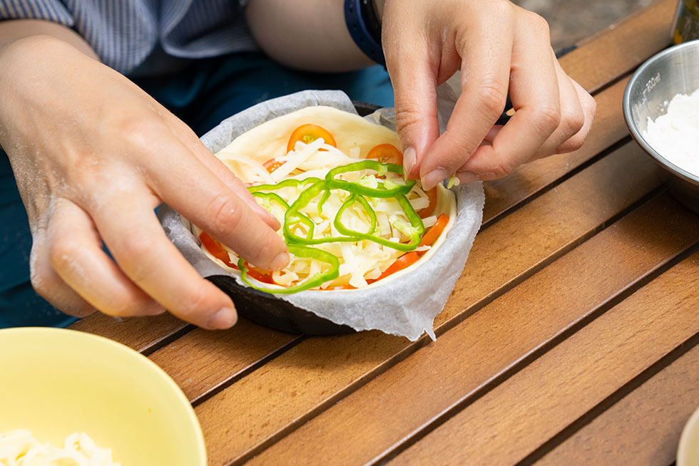 ピザ作りの様子