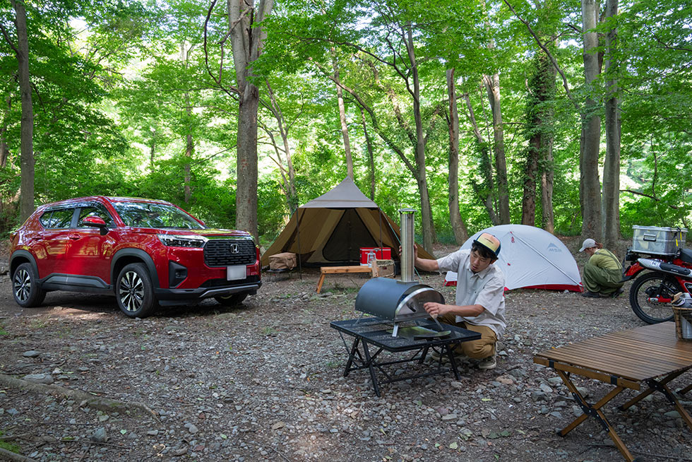 キャンプサイトの設営