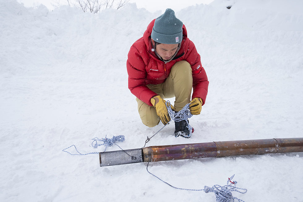 薪ストーブ設営の様子