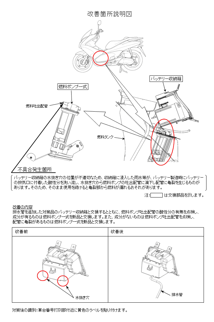 Pcxの改善対策 Honda