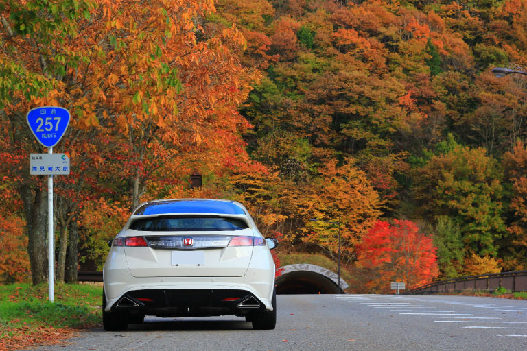 愛車と紅葉