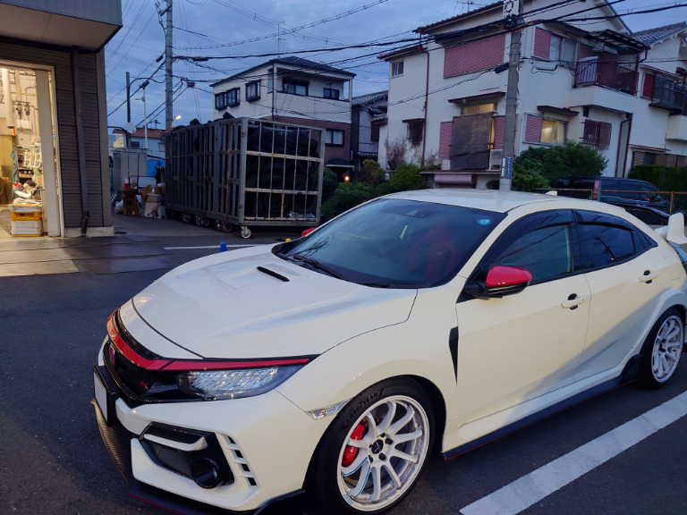 タイヤホイール交換、ダウンサス装着