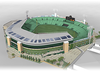 阪神甲子園球場 薄膜太陽電池設置イメージ 阪神甲子園球場 薄膜太陽電池設置イメージ